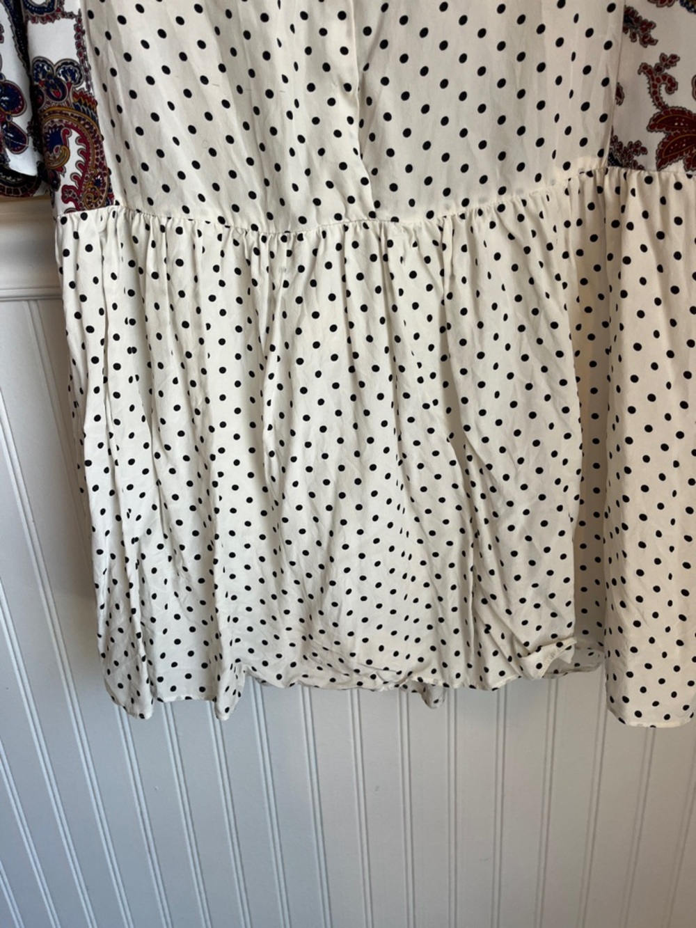 Sandro 100% Silk Mixed Print Polka Dot Paisley Drop Waist Dress - Size 2 / Small - Picture 4 of 11